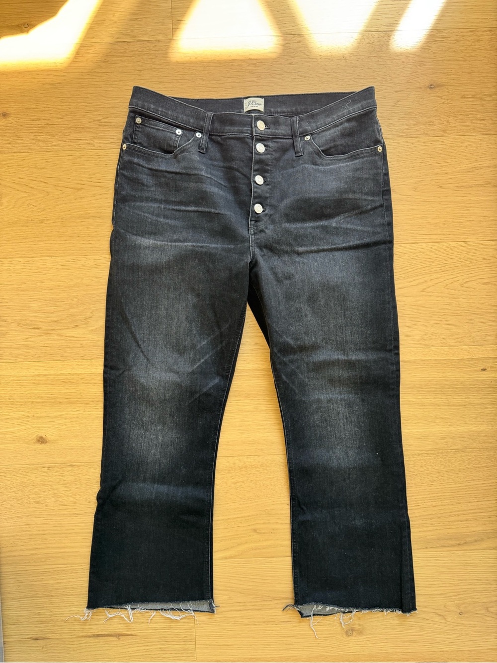 J. Crew Dark Gray Cropped Button-Fly Jeans